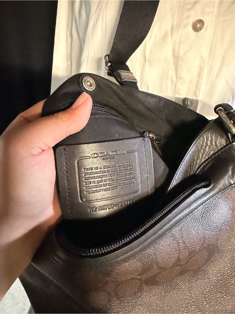 Coach Black Leather & Signature Canvas Messenger Bag - Picture 6 of 6